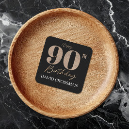 Black and Gold Glitter Numeral 90th Birthday Underlägg Papper Kvadrat
