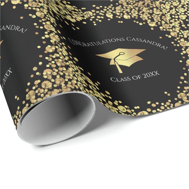Black and Gold Graduation Presentpapper (Rullad Hörn)