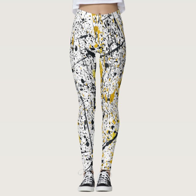 Black and gold ink strokes leggings (Framsida)