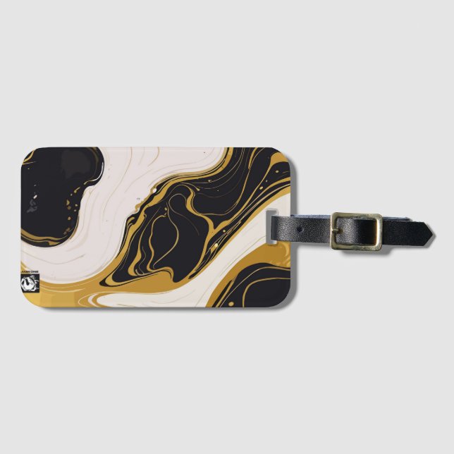 Black and Gold Marble Bagagebricka (Framsida horisontal)