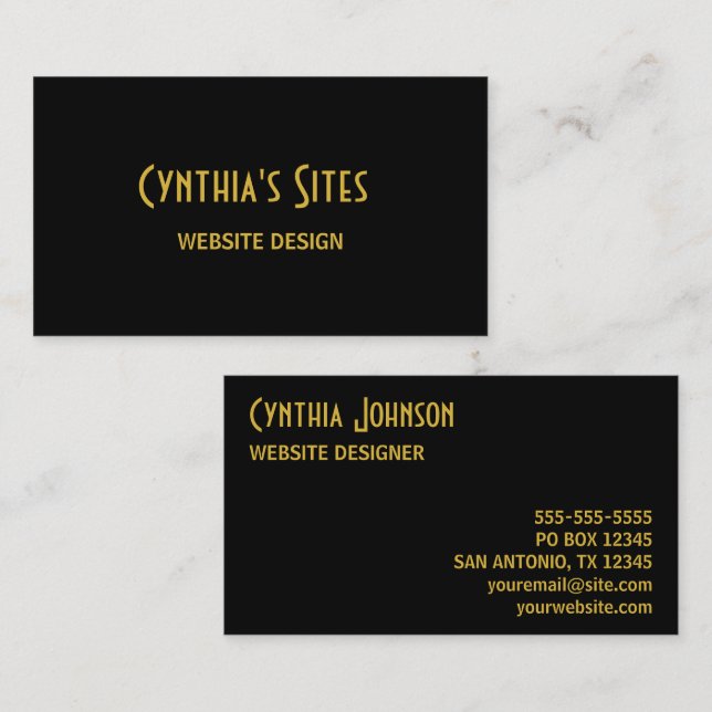 Black and Gold Minimalist Visitkort (Fram/baksida)