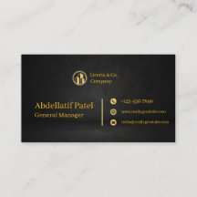 black and gold modern manager business card