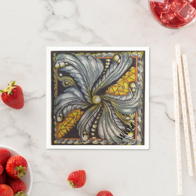 Black and Gold Mosaic Pappersservett (Insitu)