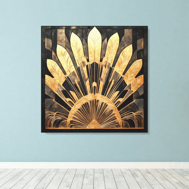Black and Gold Multitone Art Deco Home or Office Canvastryck (Insitu (trägolv))