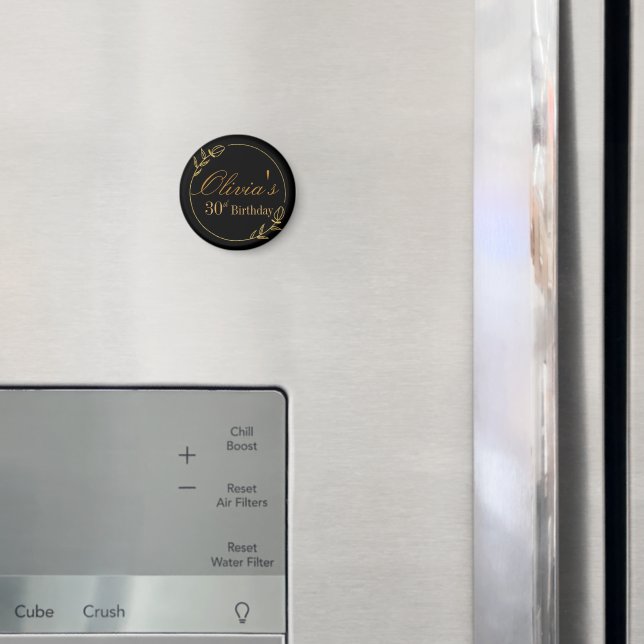 Black and Gold Personalized Magnet (In Situ (Fridge))