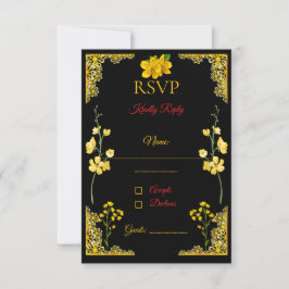Black and Gold RSVP Card OSA Kort