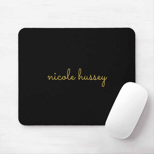 Black and Gold Script  | Stylish Monogram Modern Musmatta (Med mus)
