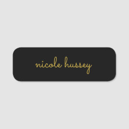 Black and Gold Script  | Stylish Monogram Modern Namnbricka