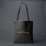 Black and Gold Script  | Stylish Monogram Modern Tygkasse<br><div class="desc">A simple stylish custom monogram design in an casual handwritten in striking monochrome Black. The monogram can easily be personalized to make a design as unique as you are! The perfect trendy gift or accessory for any occasion.</div>