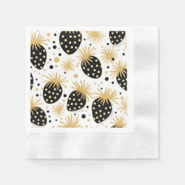 Black and Gold Strawberry Pattern Pappersservett
