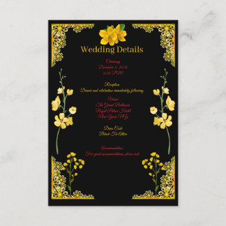 Black and Gold Wedding Enclosure Card Tilläggskort