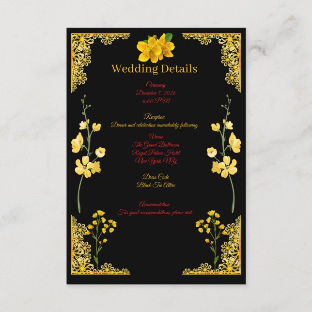 Black and Gold Wedding Enclosure Card Tilläggskort (Framsida)