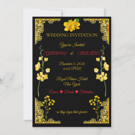 Black and Gold Wedding Invitation Inbjudningar