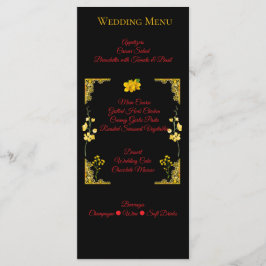 Black and Gold Wedding Menu Card Meny