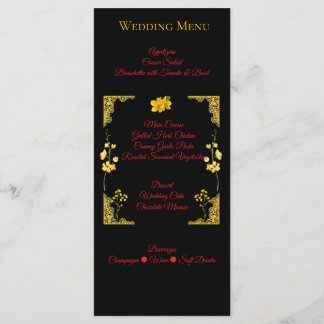 Black and Gold Wedding Menu Card Meny
