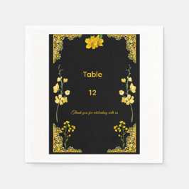 Black and Gold Wedding Table Number Pappersservett