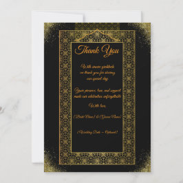 Black and Gold Wedding Thank You Card | Elegant  Tack Kort