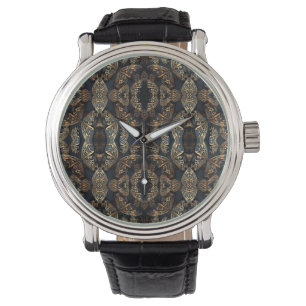 Black and Golden Butterfly Seamless Pattren Armbandsur