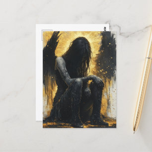 Black and Golden Details Angel Vykort