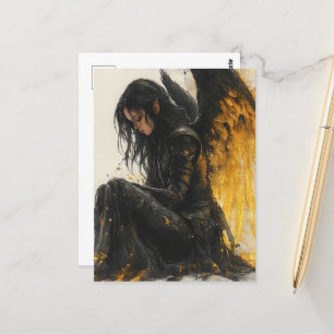 Black and Golden Details Angel Vykort