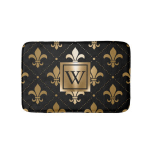 Black and Golden Fleur-de-lis Badrumsmatta