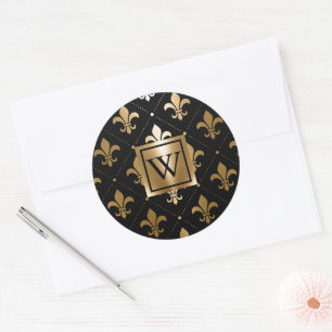 Black and Golden Fleur-de-lis Runt Klistermärke