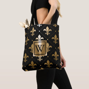 Black and Golden Fleur-de-lis Tygkasse