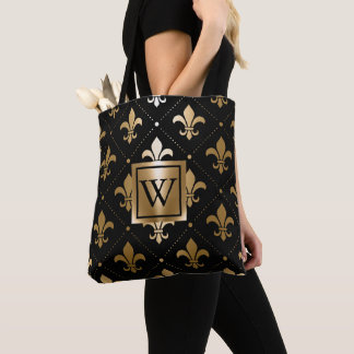 Black and Golden Fleur-de-lis Tygkasse