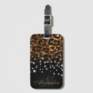 Black and Golden Gnistra Leopard Print Bagagebricka