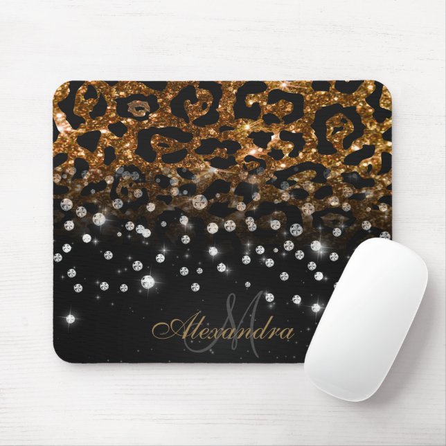 Black and Golden Gnistra Leopard Print Musmatta (Med mus)