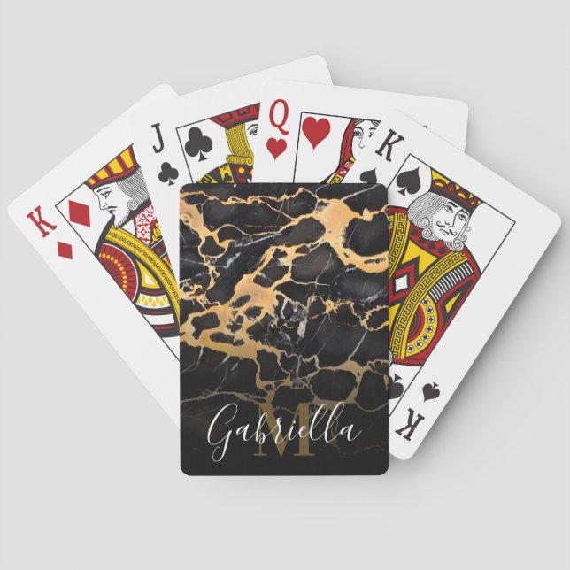 Black and Golden Marble Casinokort (Baksidan)
