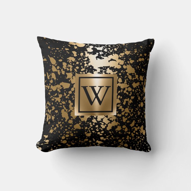 Black and Golden Metallic Push Kudde (Framsida)