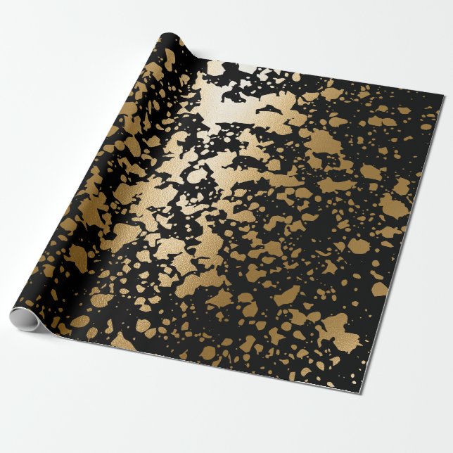 Black and Golden Metallic Push Presentpapper (Utrullad)