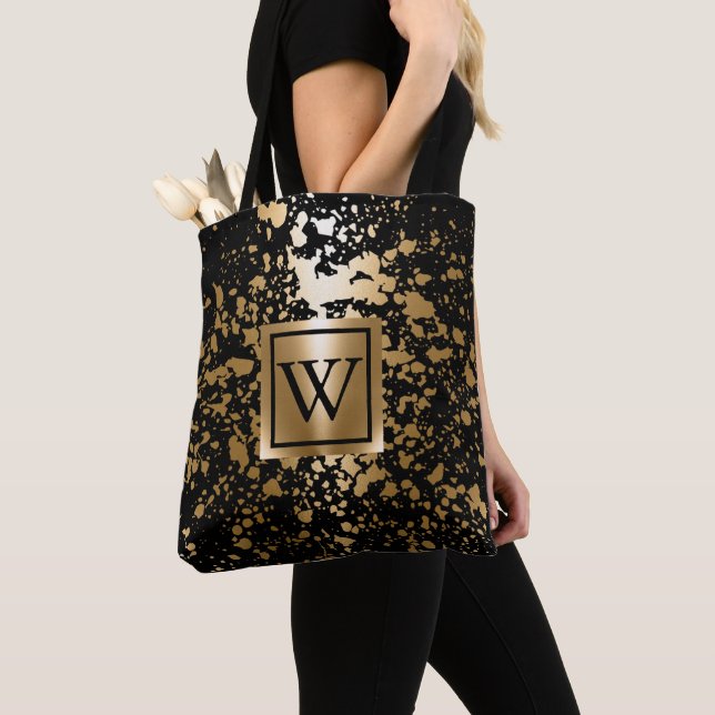 Black and Golden Metallic Push Tygkasse (Närbild)