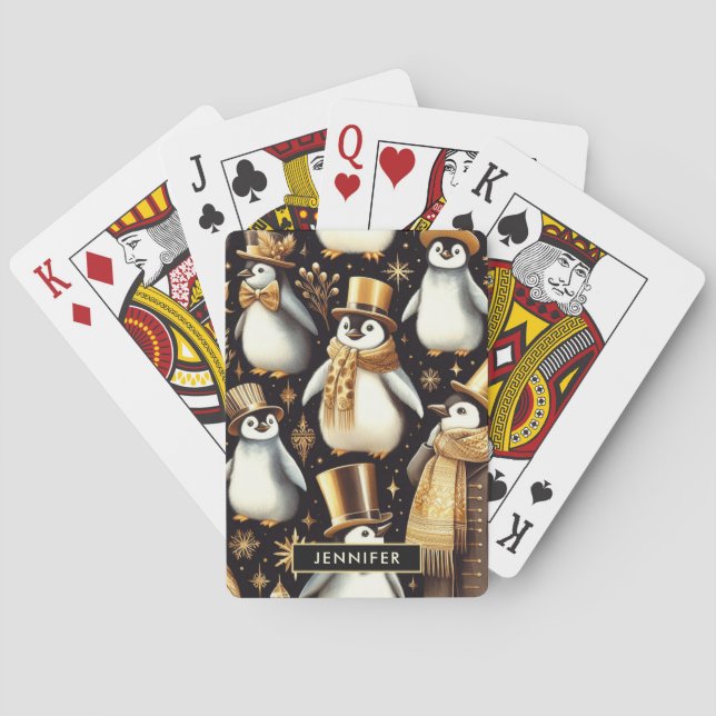 Black and Golden Penguin Casinokort (Baksidan)