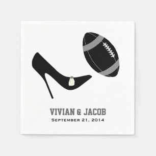 Black and Grått Football Personligt bröllp Napkin Pappersservett