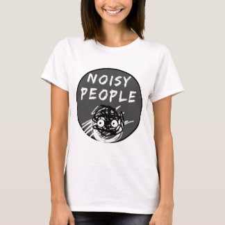 Black and Grått Noisy People Påstående T Shirt