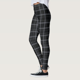 Black and Grått Scottish Tartan Play Mönster Leggings