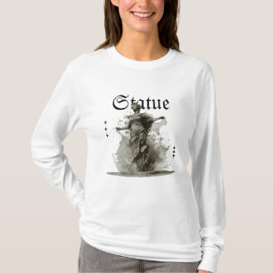 Black and Grått Street bära Statue T Shirt