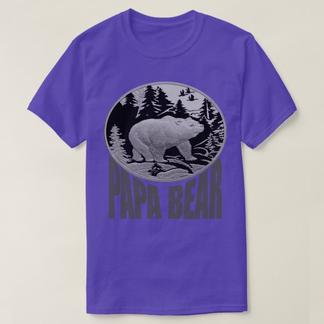 Black and Grått Woodland Pappa Bear T Shirt (Design framsida)