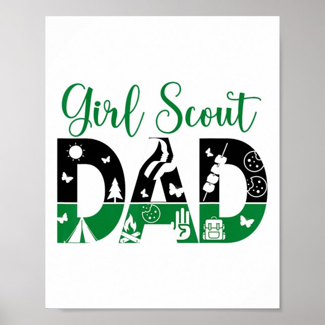 Black And Green Dad Scout For Girls Cookie Camping Poster (Framsidan)