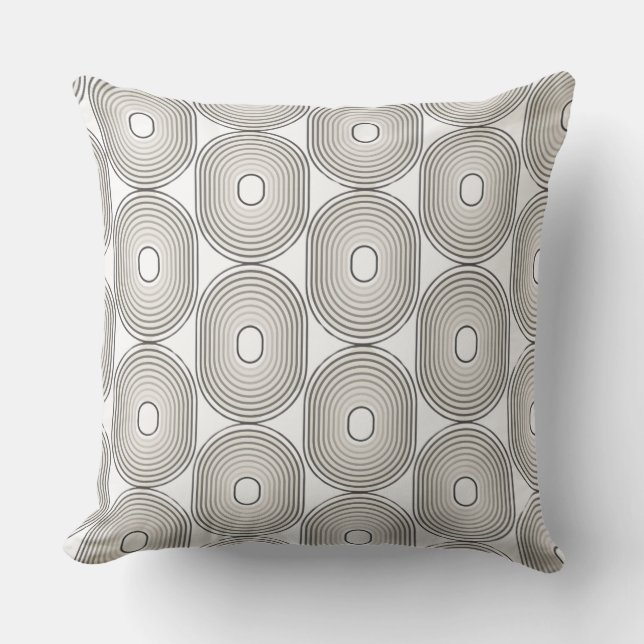 Black and Grey Circle Geometric Throw Pillow Kudde (Framsida)