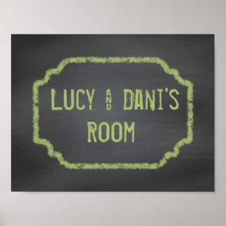 Black and Grönt Chalkboard Roommates Wall Art Poster