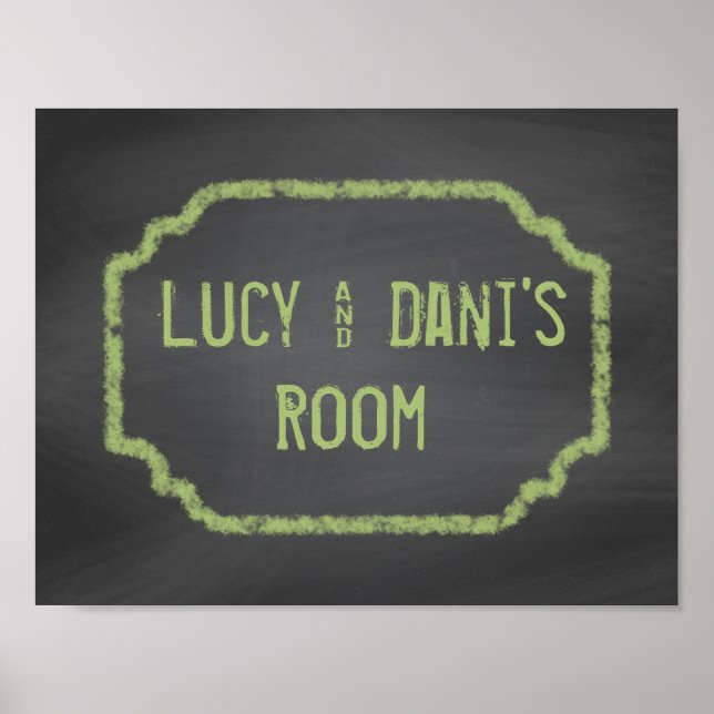 Black and Grönt Chalkboard Roommates Wall Art Poster (Framsidan)