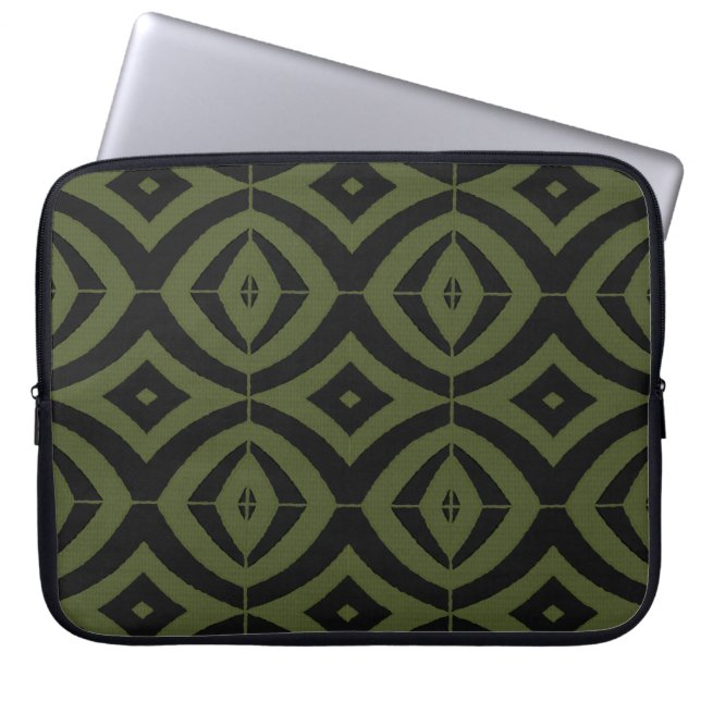 Black and Grönt Diamonds African Print Laptop Sleeve (Framsidan)