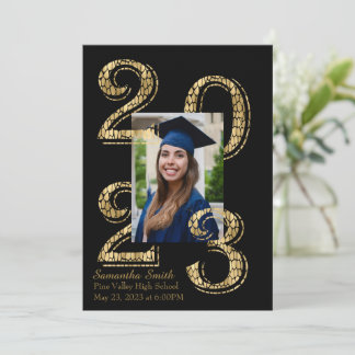 Black and Guld 2023 Photo Studenten Inbjudningar