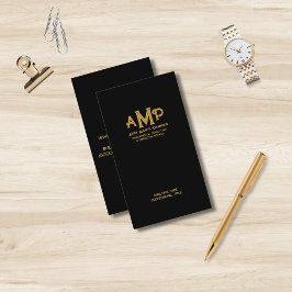 Black and Guld 3 Brev Monogram Business Logotyp Visitkort