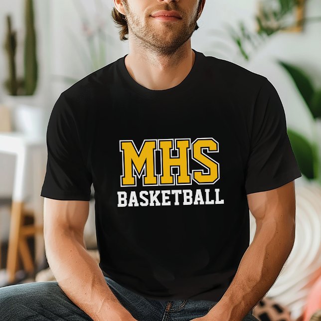 Black and Guld Anpassningsbar Basketball Team Spir T Shirt (Skapare uppladdad)