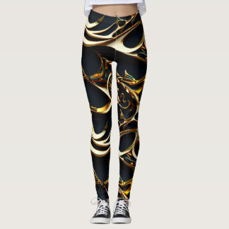 Black and Guld Arabesque Leggings
