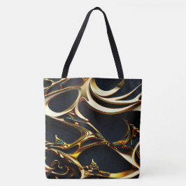 Black and Guld Arabesque Tote Bag Tygkasse